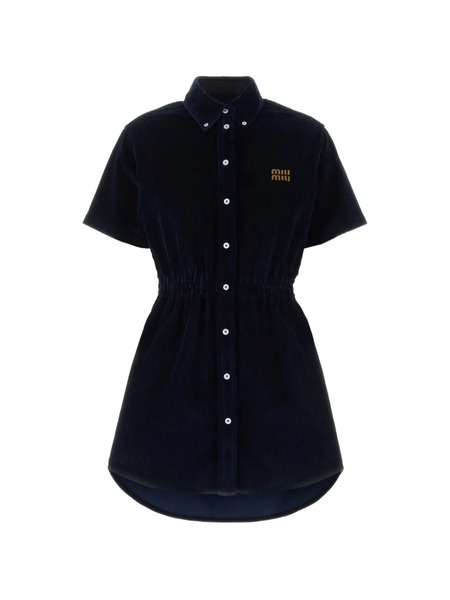  Miu Miu Corduroy-texture Mini Dress - Blue 