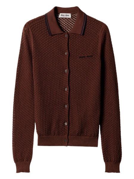  Miu Miu Cotton Cardigan - Brown 