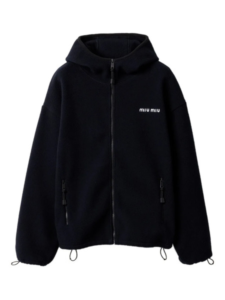  Miu Miu Cotton Fleece Zip-front Hoodie - Blue 