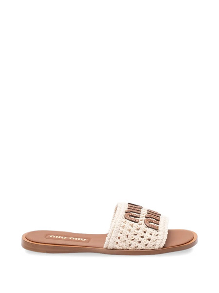  Miu Miu Cotton Logo Slides - Neutrals 