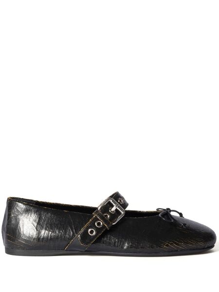  Miu Miu Crackle Leather Ballerinas - Brown 
