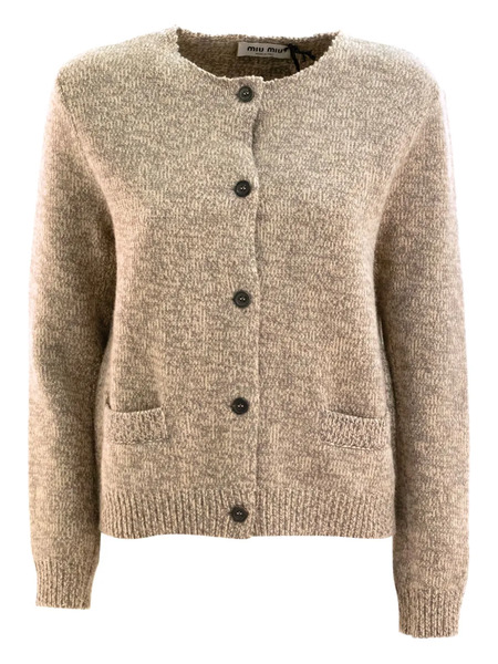  Miu Miu Crew-neck Cardigan - Neutrals 