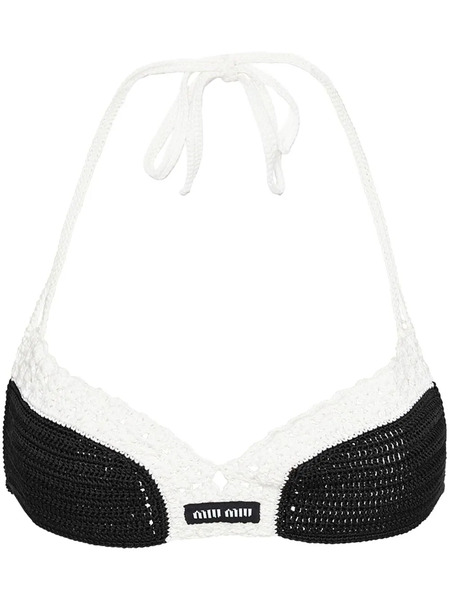  Miu Miu Crochet-knit Triangle Bralette - Black 