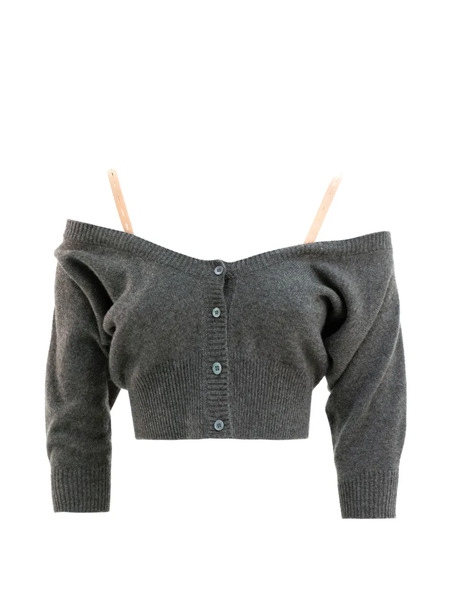  Miu Miu Cropped Cardigan - Grey 
