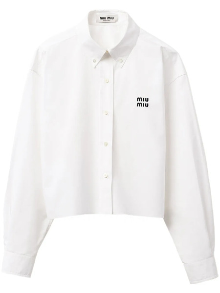  Miu Miu Cropped Poplin Shirt - Black 