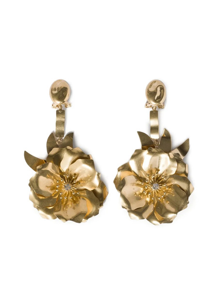  Miu Miu Crystal Flower Earrings - Gold 