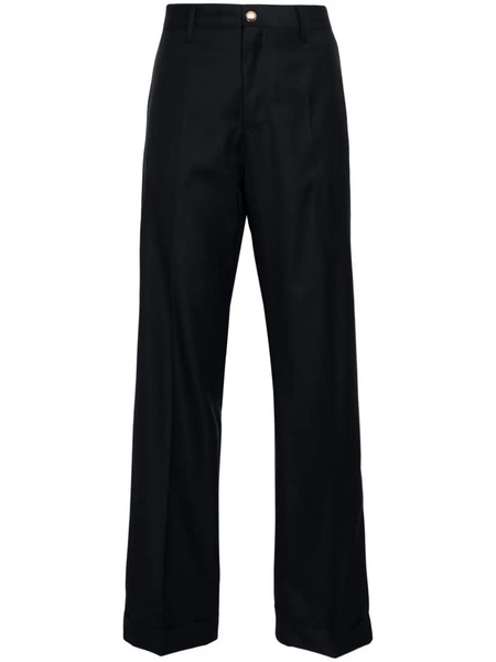  Miu Miu Cuffed Virgin Wool Tailored Trousers - Blue 