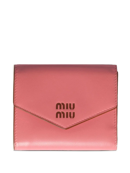  Miu Miu Debossed-logo Leather Wallet - Pink 