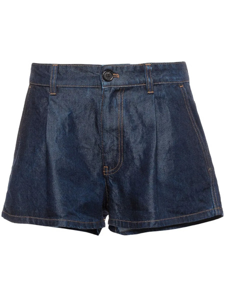  Miu Miu Denim Pleated Shorts - Blue 