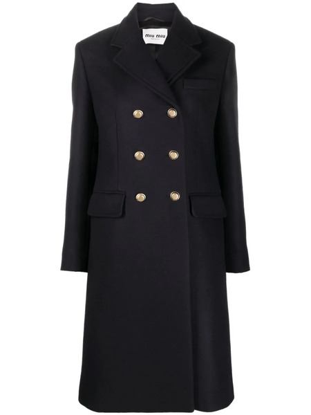  Miu Miu Double-breasted Wool Coat - Blue 