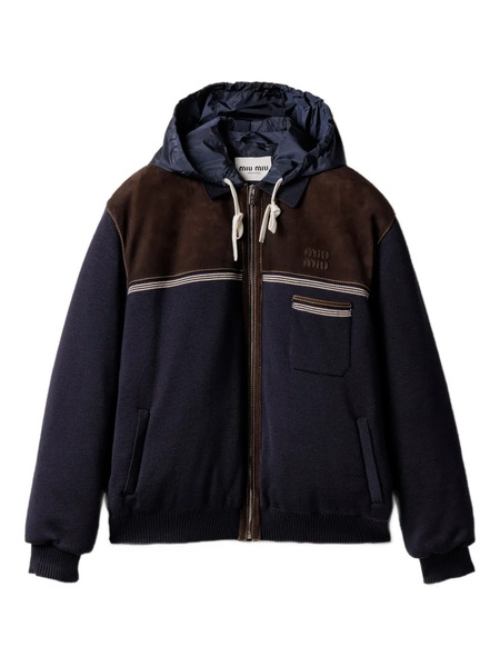  Miu Miu Drawstrings Hooded Jacket - Blue 