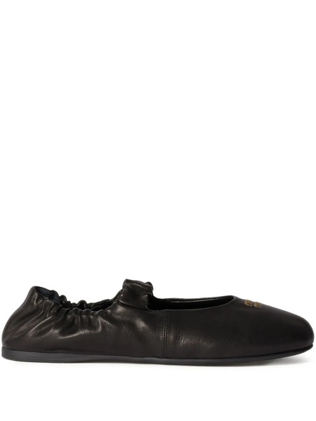  Miu Miu Elasticated-detail Ballet Flats - Black 