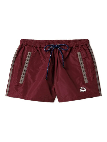  Miu Miu Elasticated Drawstring-waist Shorts - Red 