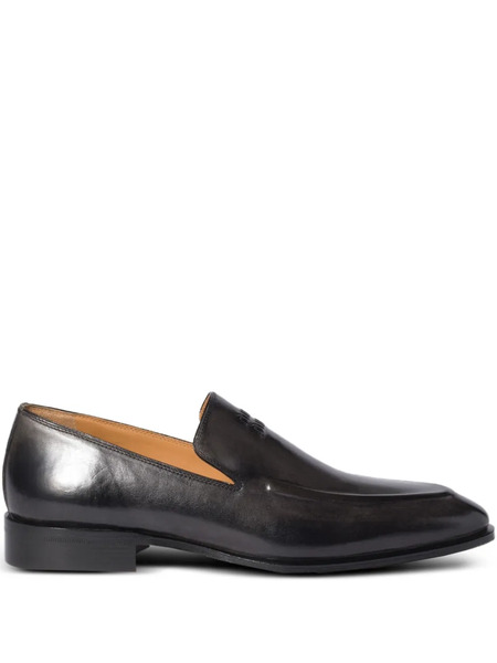  Miu Miu Embossed-logo Leather Loafers - Black 