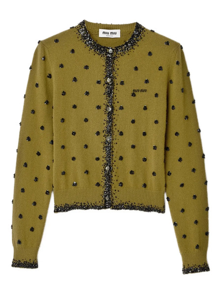  Miu Miu Embroidered-details Cardigan - Green 