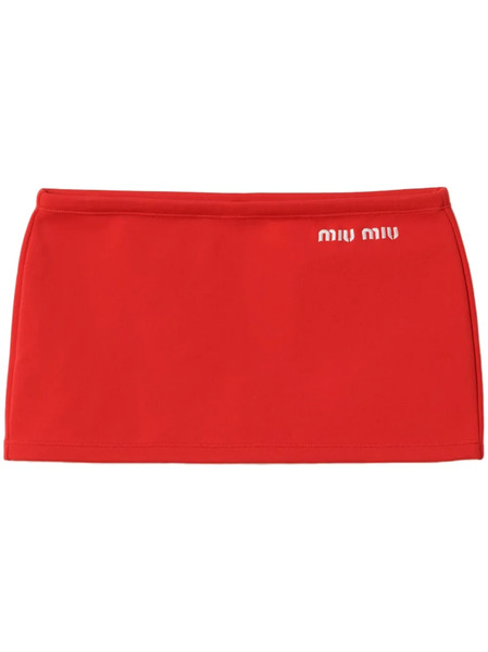  Miu Miu Embroidered-logo Mini Skirt 