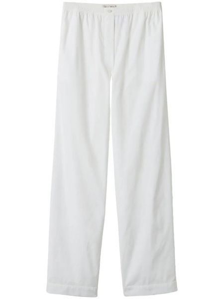  Miu Miu Embroidered-logo Poplin Trousers - White 