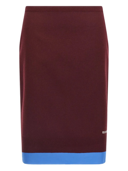  Miu Miu Embroidered-logo Split Midi Skirt 