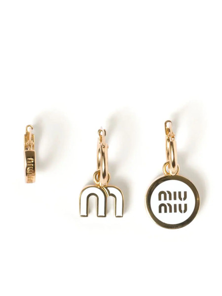 Miu Miu Enamel Hoop Earrings (set Of Three) - White 