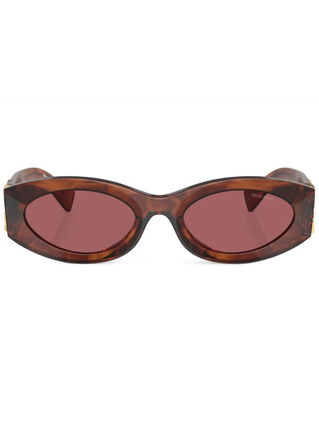  Miu Miu Eyewear Logo-lettering Oval-frame Sunglasses - Brown 