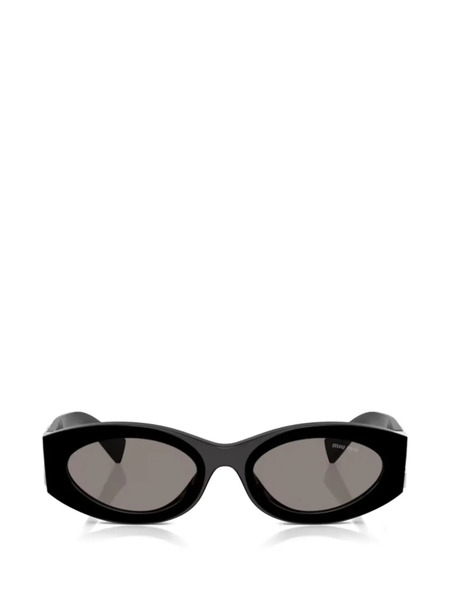  Miu Miu Eyewear Logo Oval-frame Sunglasses - Black 