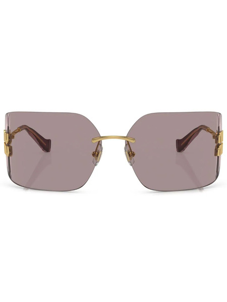  Miu Miu Eyewear Logo Oversize-frameless Sunglasses - Gold 