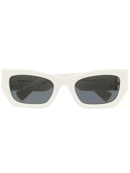 Miu Miu Eyewear Logo-plaque Rectangular Sunglasses - White 