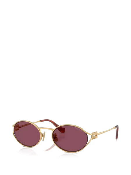  Miu Miu Eyewear Logo Sunglasses - Gold 