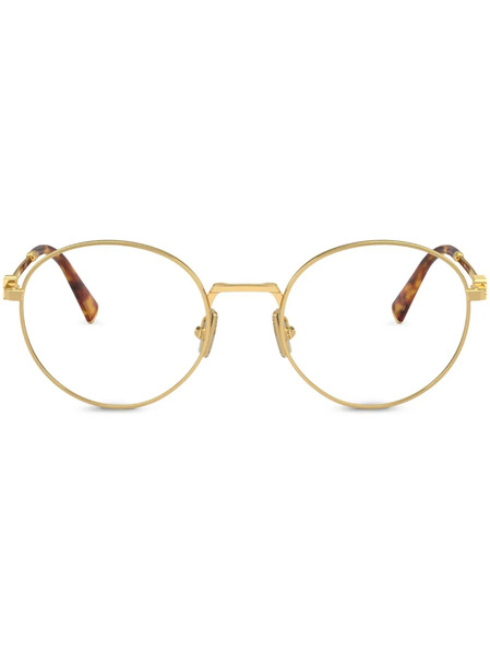  Miu Miu Eyewear Metallic Round-frame Glasses - Gold 