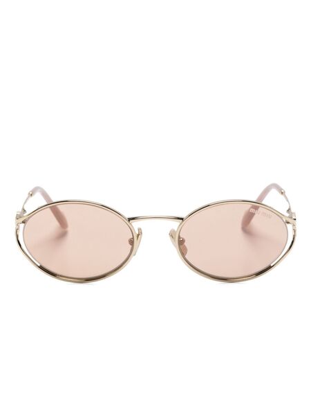  Miu Miu Eyewear Miu Miu Logo Sunglasses - Gold 