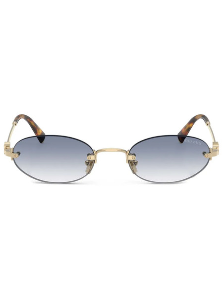  Miu Miu Eyewear Oval-frame Sunglasses - Gold 