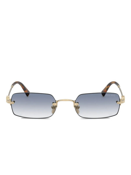  Miu Miu Eyewear Rectangle-frame Sunglasses - Gold 