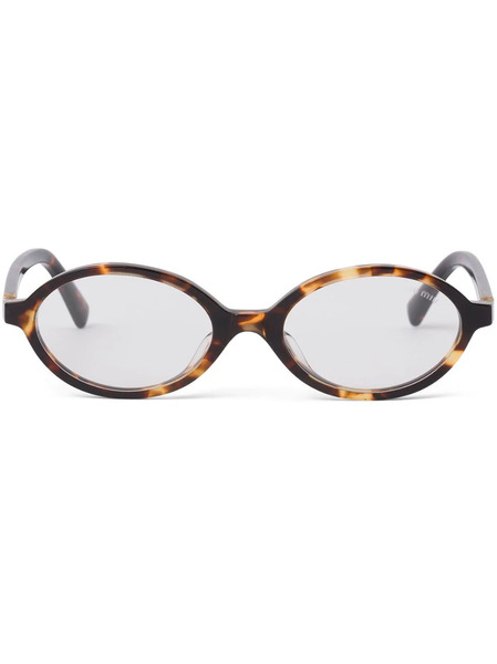  Miu Miu Eyewear Runway Logo-plaque Sunglasses - Brown 