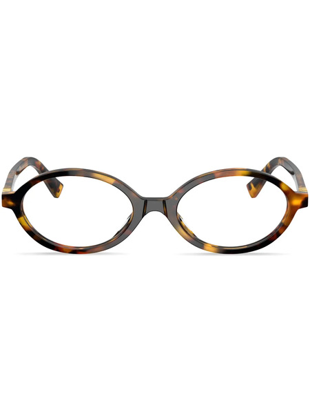  Miu Miu Eyewear Tortoiseshell-effect Oval Glasses - Green 