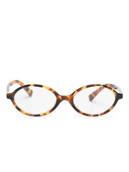  Miu Miu Eyewear Tortoiseshell Oval-frame Glasses - Brown 