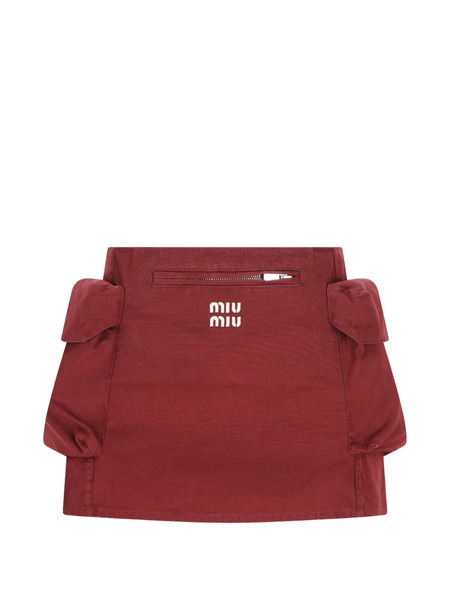 Miu Miu Front Logo Pockets Skirt - Red 