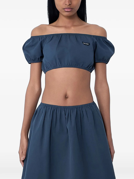  Miu Miu Gathered Off-shoulder Top - Blue 