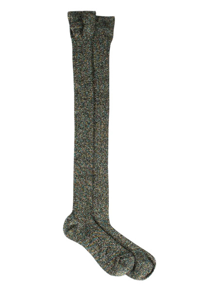  Miu Miu Lamé Ribbed Socks - Black 