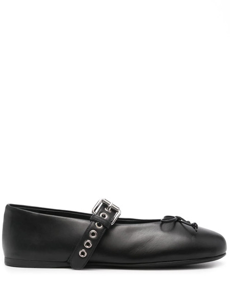  Miu Miu Leather Ballerina Shoes - Black 