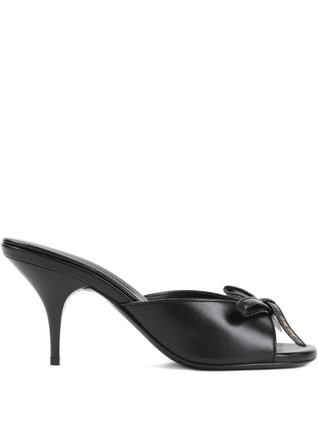  Miu Miu Leather Heeled Sandals - Black 
