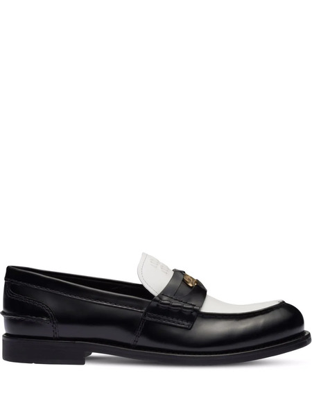  Miu Miu Leather Penny Loafers - Black 