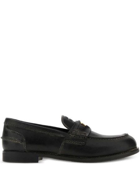  Miu Miu Leather Penny Loafers - Black 