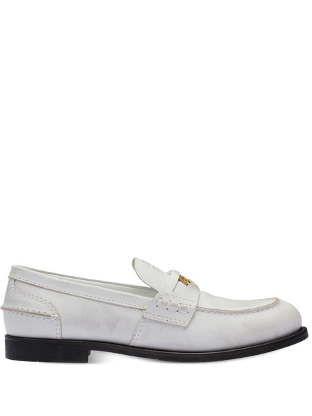  Miu Miu Leather Penny Loafers - White 