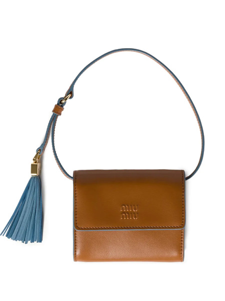  Miu Miu Leather Tassel Wallet - Brown 