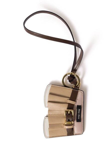  Miu Miu Leather Trick Keychain - Neutrals 