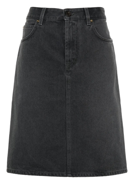  Miu Miu Logo-appliqué Denim Mini Skirt - Grey 
