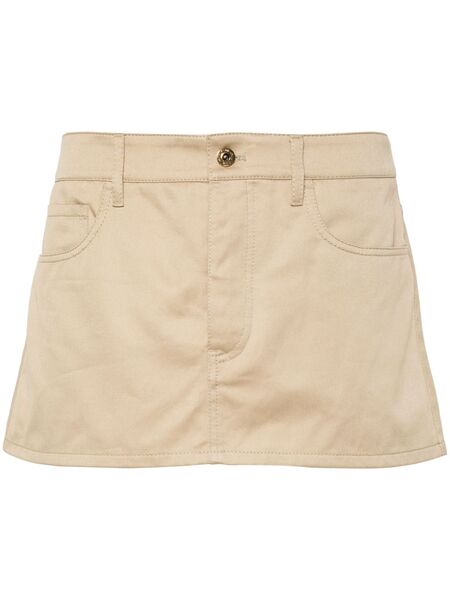  Miu Miu Logo-appliqué Mini Skirt - Neutrals 