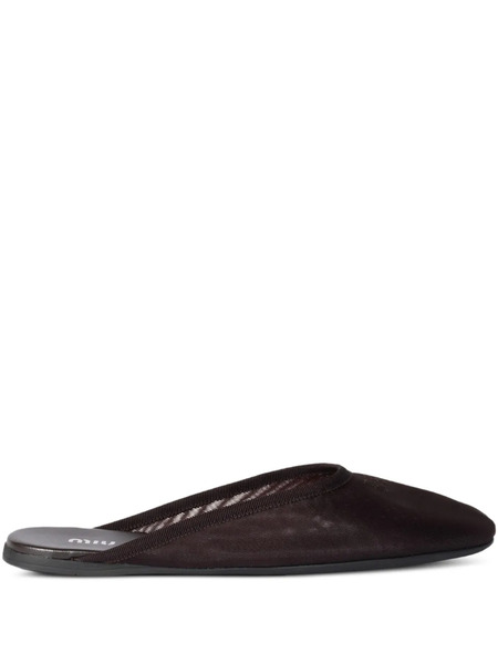  Miu Miu Logo-detail Flat Mules - Brown 