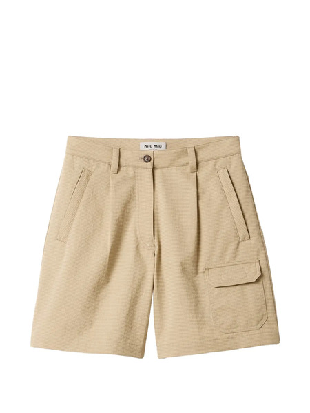 Miu Miu Logo-detail Tailored Shorts - Neutrals 