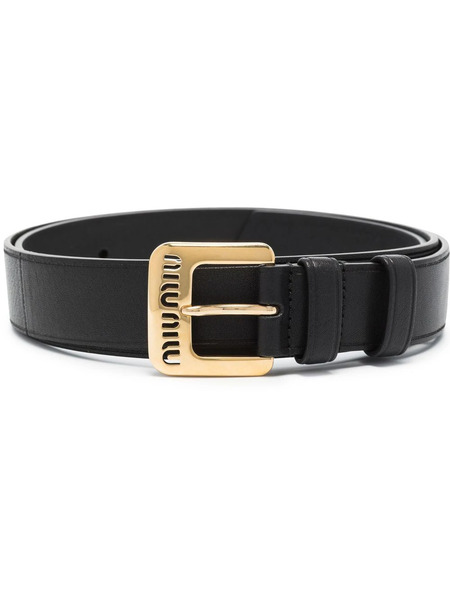  Miu Miu Logo-embellished Leather Belt - Black 
